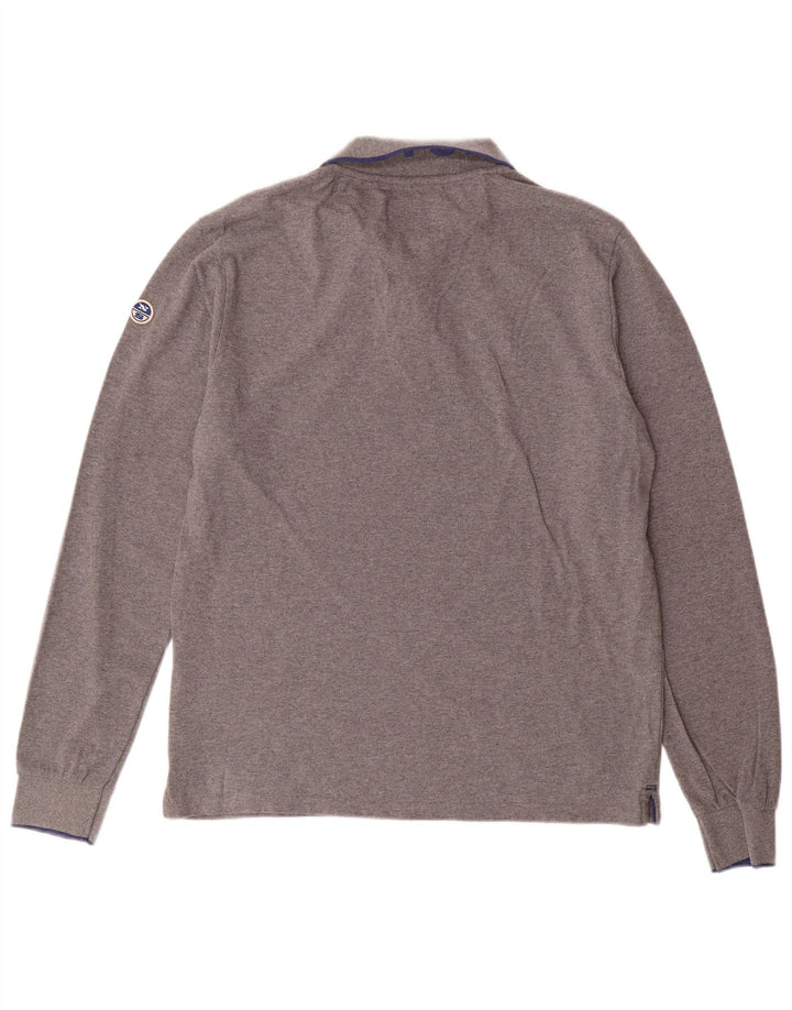 Camisa polo masculina de manga comprida North Sails grande algodão cinza