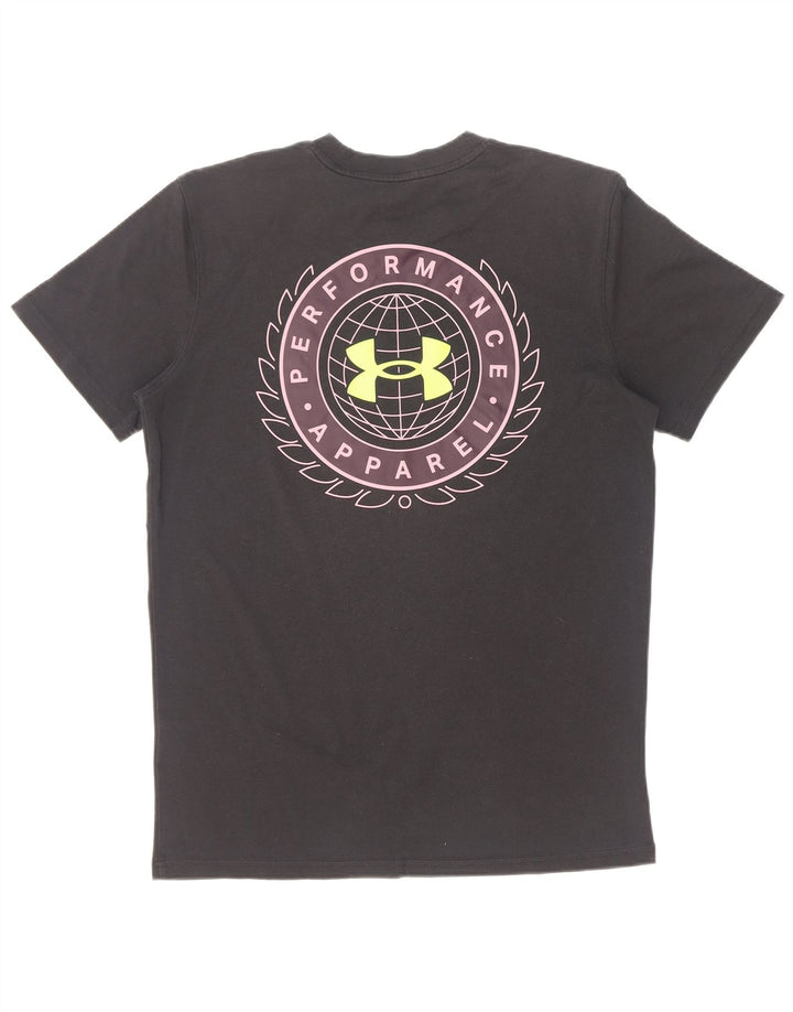 Under Armour Camiseta masculina gráfica top pequeno algodão preto