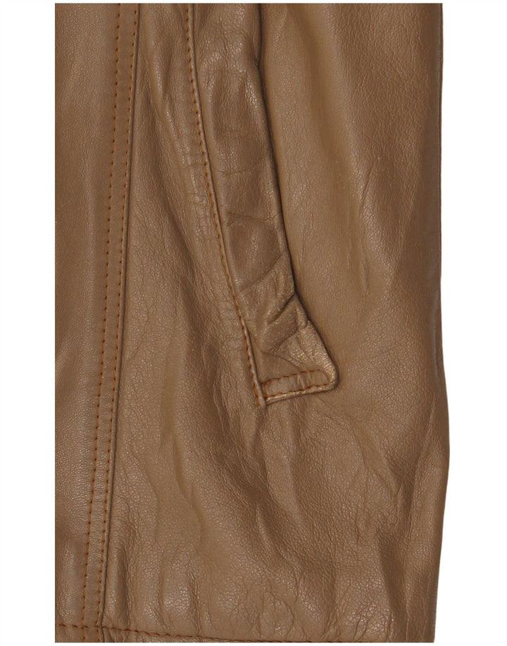 Jaqueta de couro feminina vintage UK 14 marrom médio
