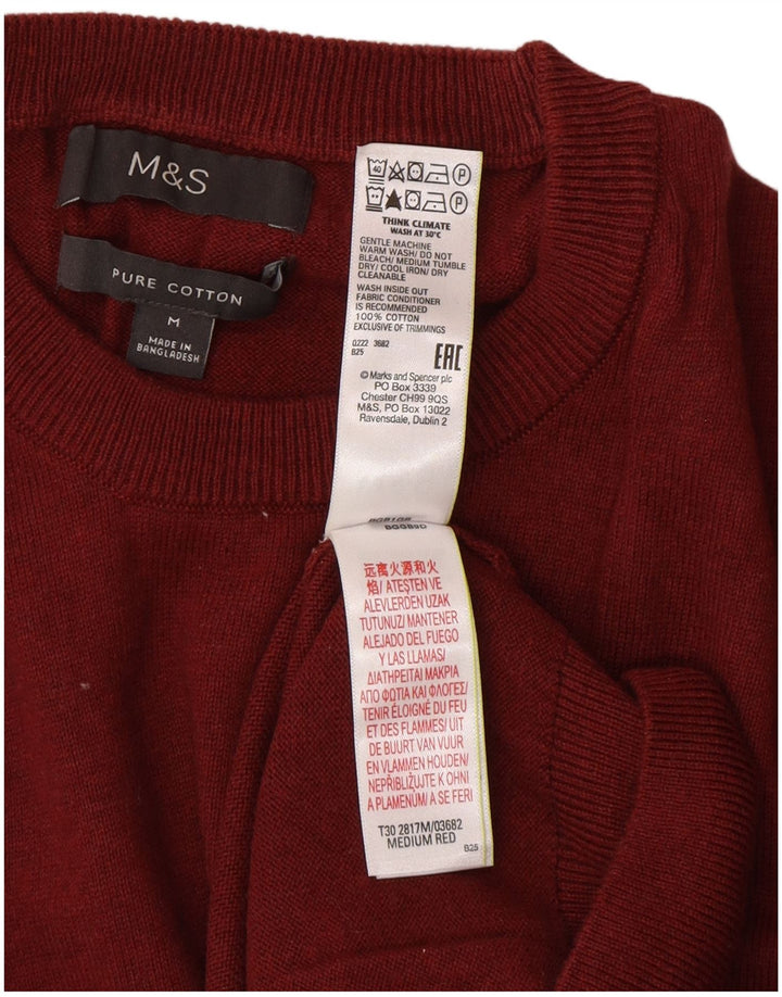 Suéter masculino Marks & Spencer com gola redonda, algodão marrom médio