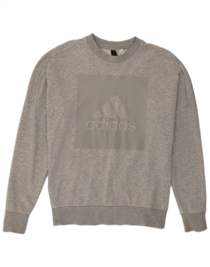 ADIDAS Mens Graphic Sweatshirt Jumper Pequeno Algodão Cinza