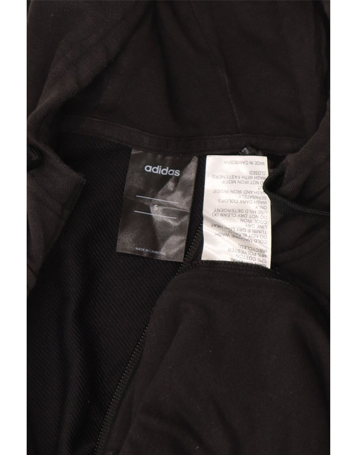ADIDAS Mens Climalite Zip Hoodie Suéter Pequeno Algodão Preto