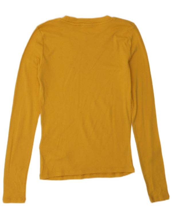 Top feminino Levi's manga comprida UK 6 XS algodão amarelo