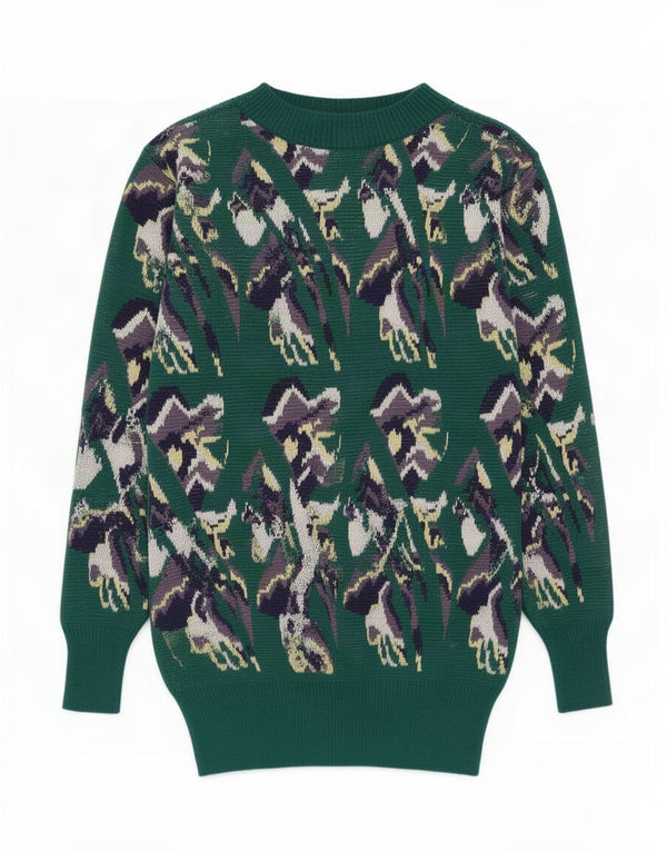 Suéter feminino vintage com gola canoa e palangre Reino Unido 12 verde médio