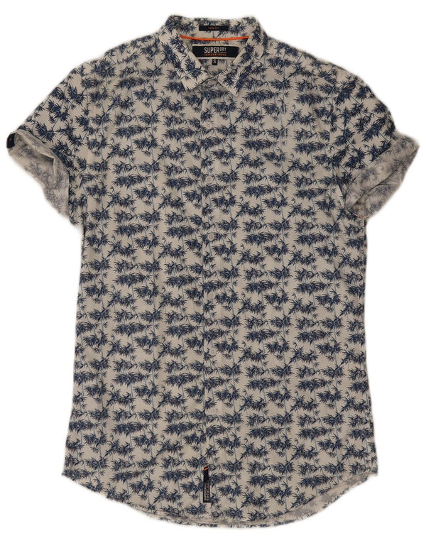 Camisa masculina Superdry de manga curta slim fit pequena branca floral havaiana
