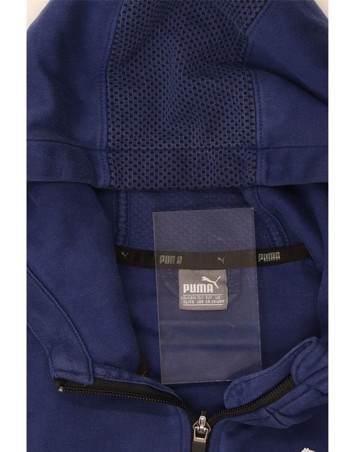 PUMA Boys Zip Hoodie Sweater 13-14 Years Navy Blue Cotton Vintage Puma and Second-Hand Puma from Messina Hembry 