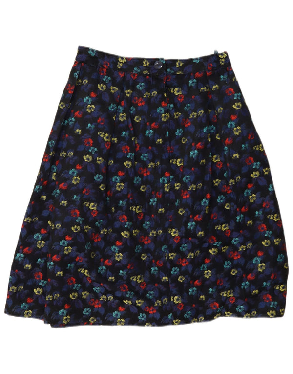 Saia feminina vintage linha A W28 média floral multicolorida