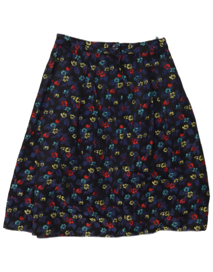 Saia feminina vintage linha A W28 média floral multicolorida
