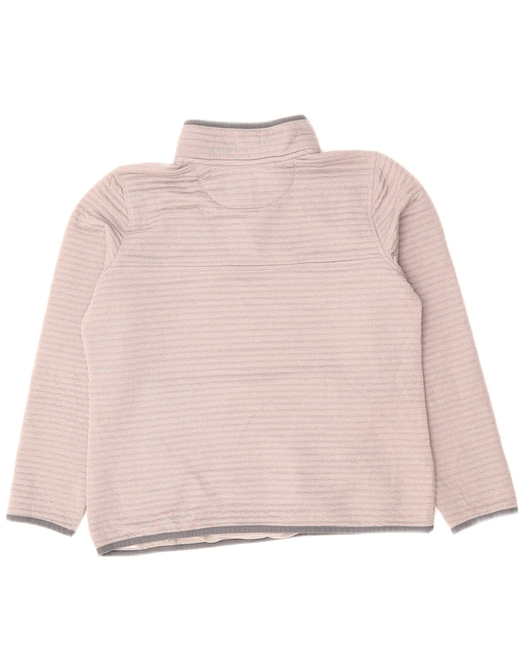 L.L.Bean Suéter feminino com gola redonda e botão UK 16 grande poliéster cinza