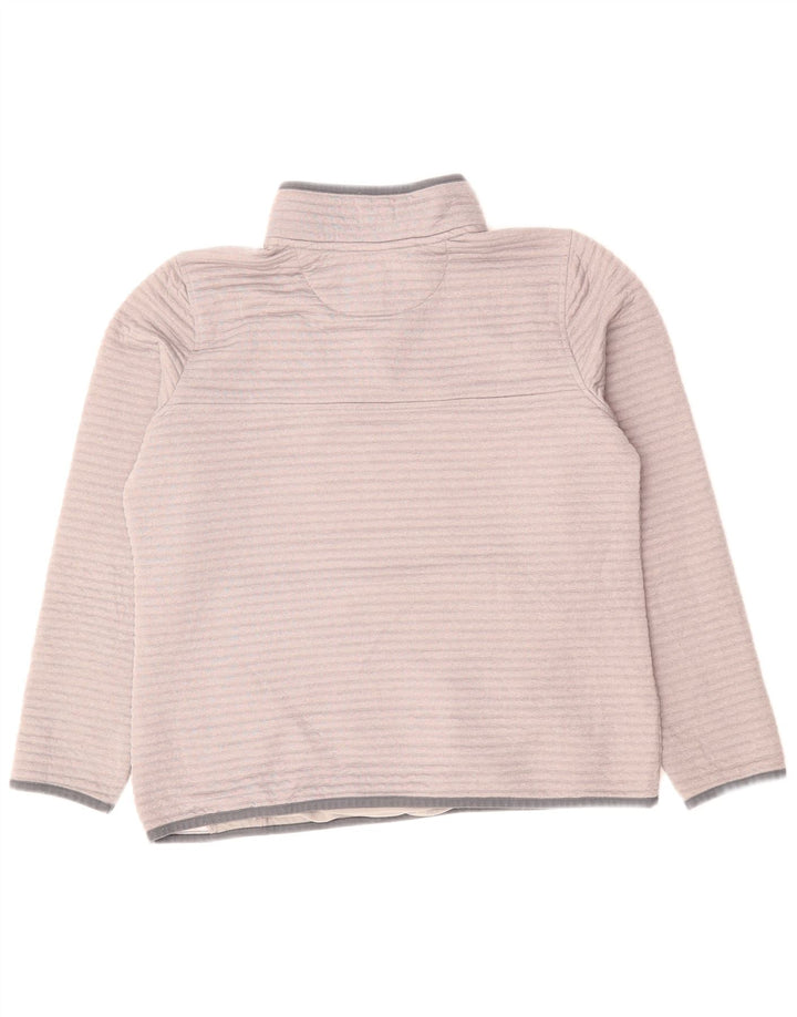 L.L.Bean Suéter feminino com gola redonda e botão UK 16 grande poliéster cinza