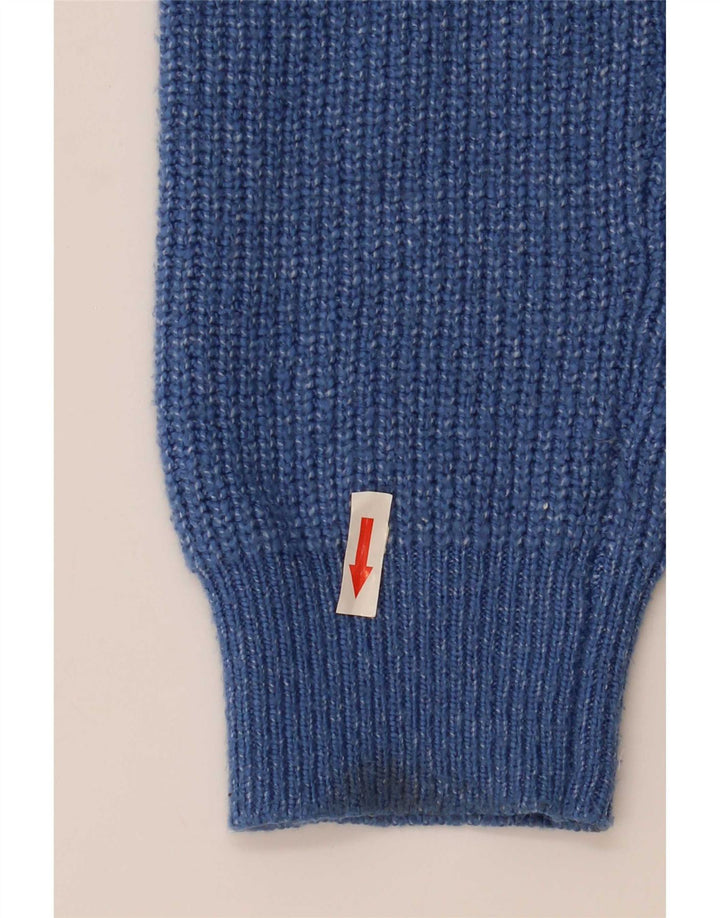 Suéter masculino Marks & Spencer com gola redonda, grande poliamida manchada de azul