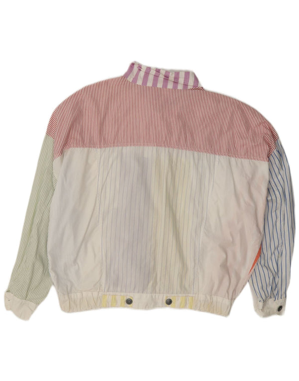 Jaqueta bomber masculina Naf UK 42 XL algodão listrado multicolorido retrô