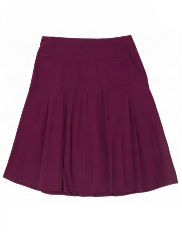 Saia evasê feminina Laura Ashley UK 10 pequena W27 algodão roxo