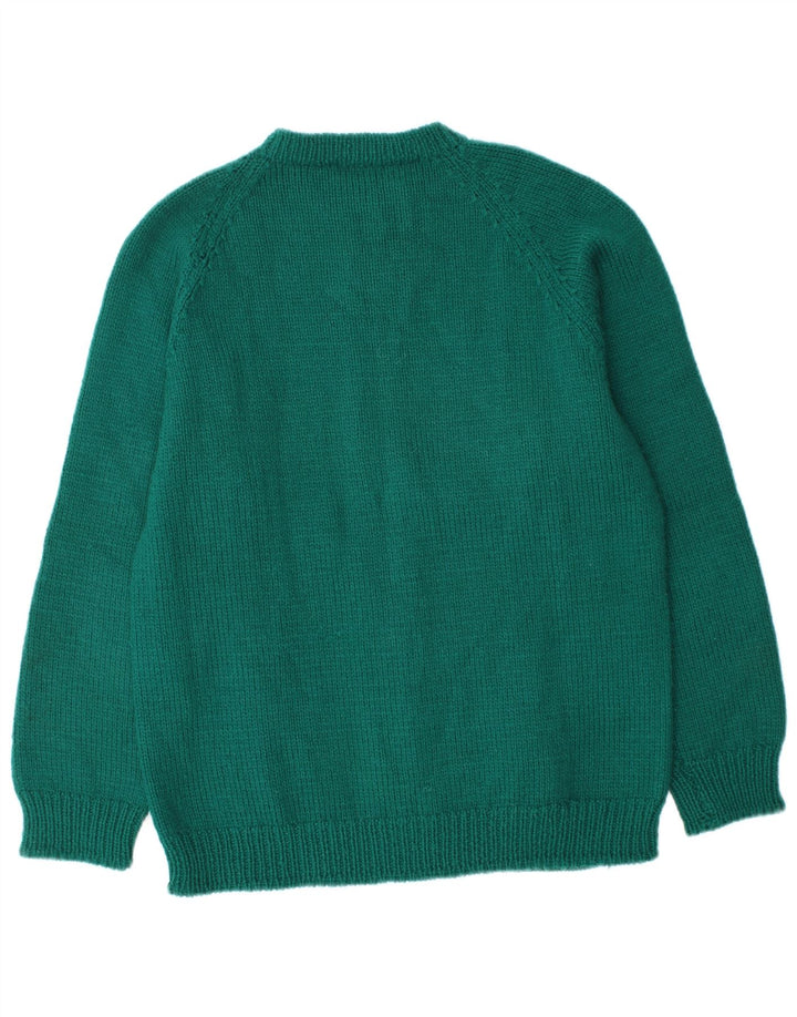 Suéter vintage masculino com gola redonda, verde médio