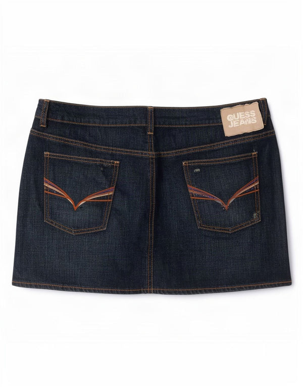 Mini saia jeans feminina Guess W32 grande algodão azul marinho