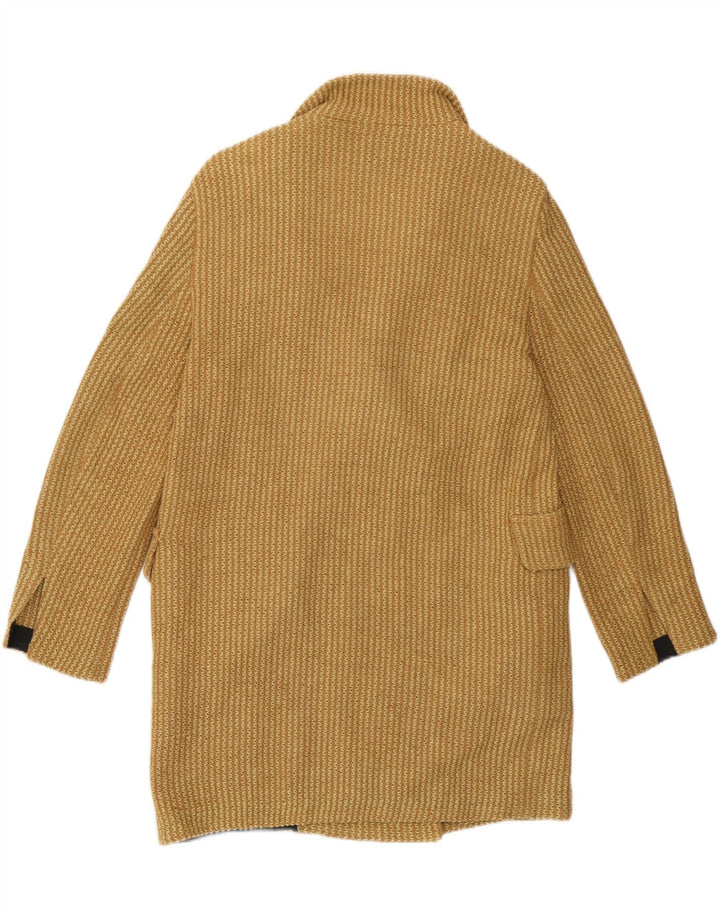 Casaco feminino de malha dupla Zara UK 10 pequeno algodão amarelo