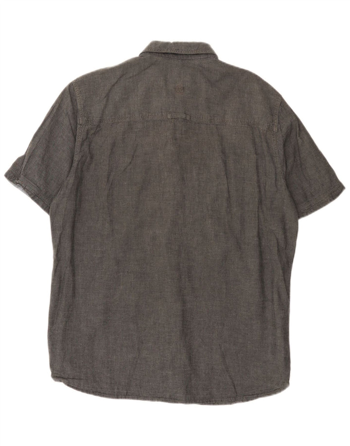 Camisa masculina de manga curta Fat Face Classic Fit algodão cinza médio