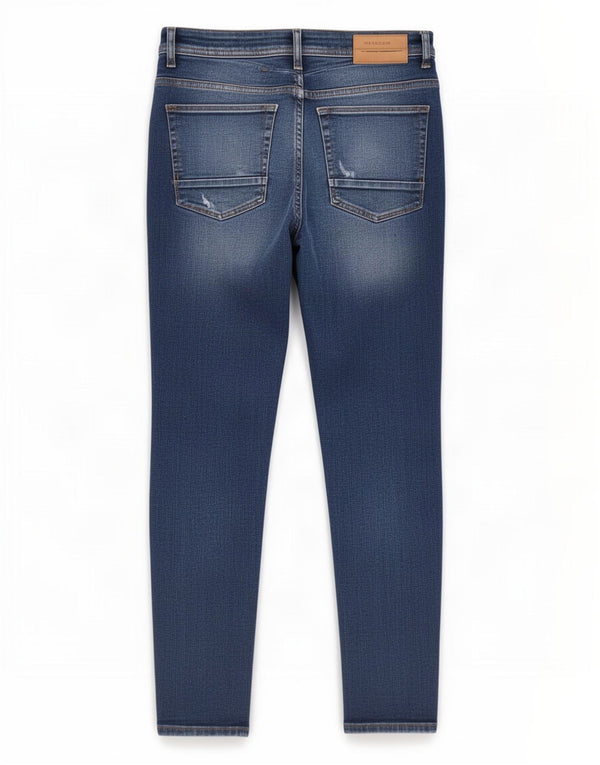 Zara Jeans skinny masculino desgastado UE 42 grande W32 L26 algodão azul