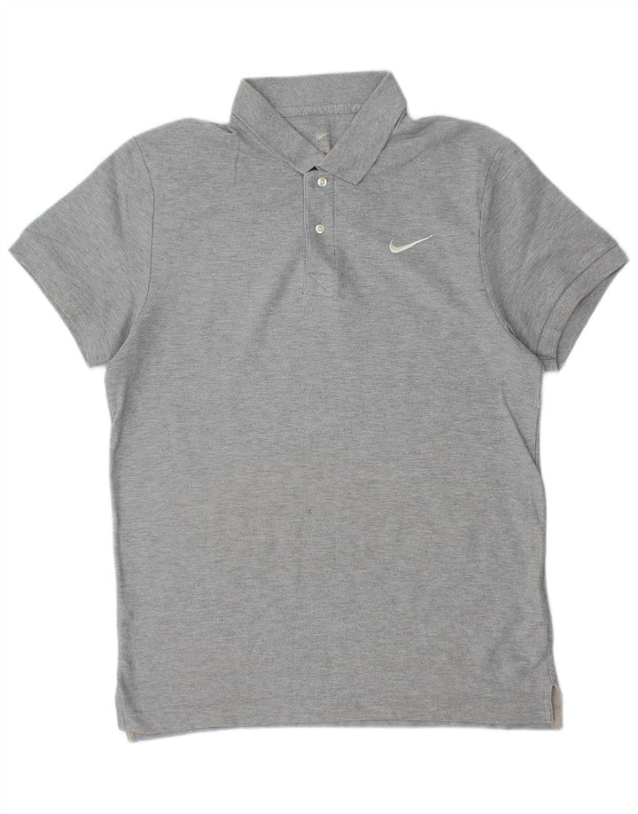 Camisa polo masculina Nike algodão cinza médio
