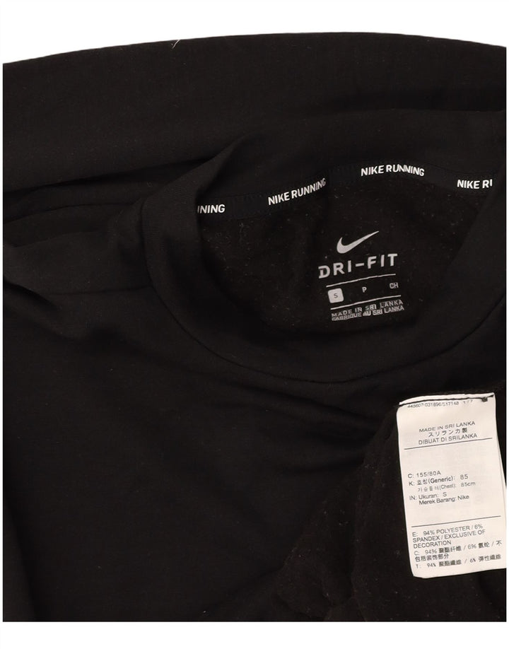 Top feminino Nike Running Oversized manga comprida UK 10 pequeno poliéster preto