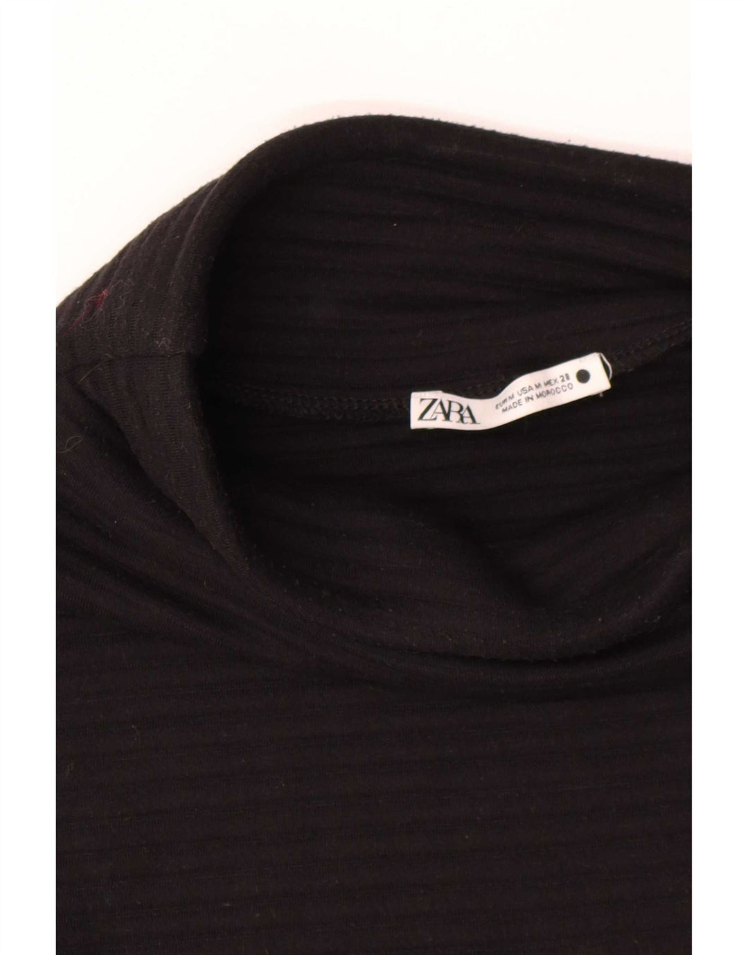 Top feminino Zara manga 3/4 UK 14 poliéster preto médio