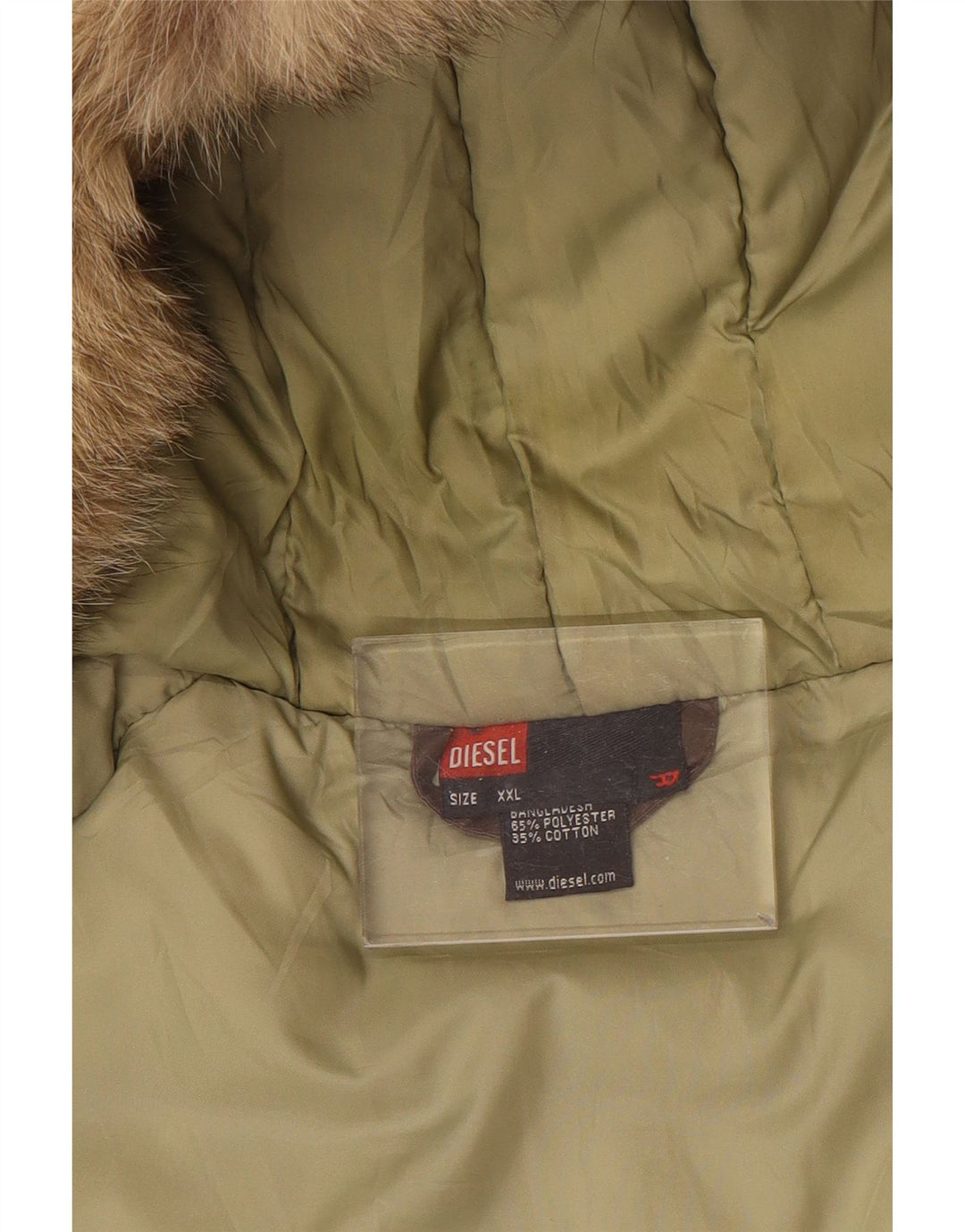 Casaco acolchoado com capuz masculino DIESEL UK 44 2XL poliéster marrom