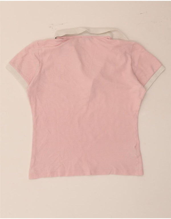 Camisa polo feminina Fred Perry UK 12 algodão colorblock rosa médio