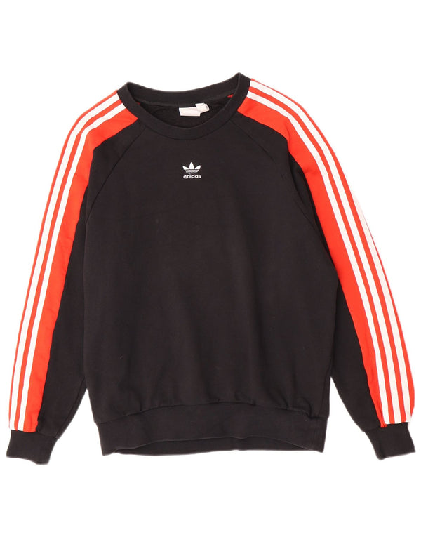 Adidas Womens Graphic Sweatshirt Jumper UK 10 Small Black Colourblock