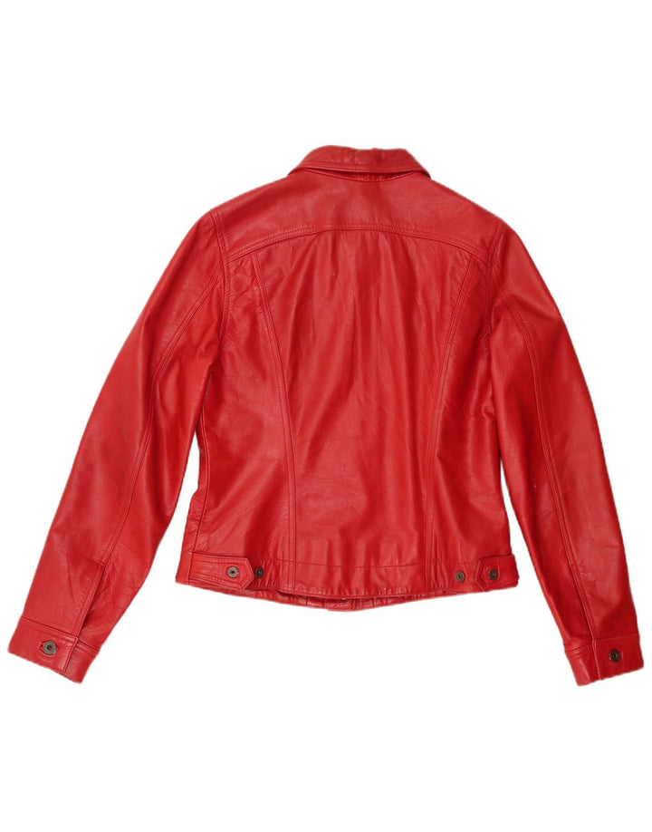 Jaqueta de couro feminina Stradivarius UK 14 grande couro vermelho