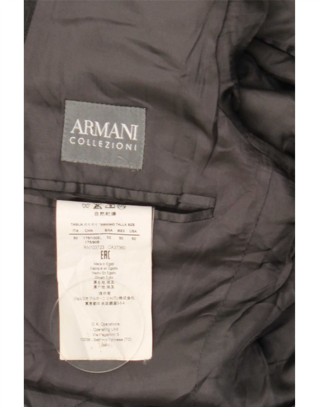 Jaqueta blazer masculina Armani Collezioni com 2 botões IT 50 grande lã cinza