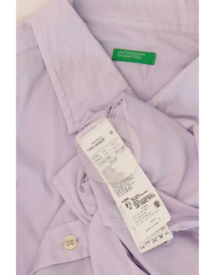 Camisa masculina Benetton de algodão roxo médio