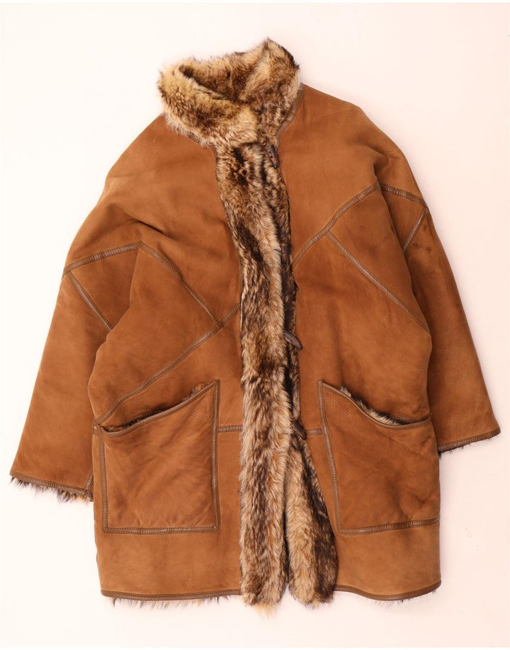 Casaco feminino de shearling grande Sinclair EU 40 Shearling marrom médio