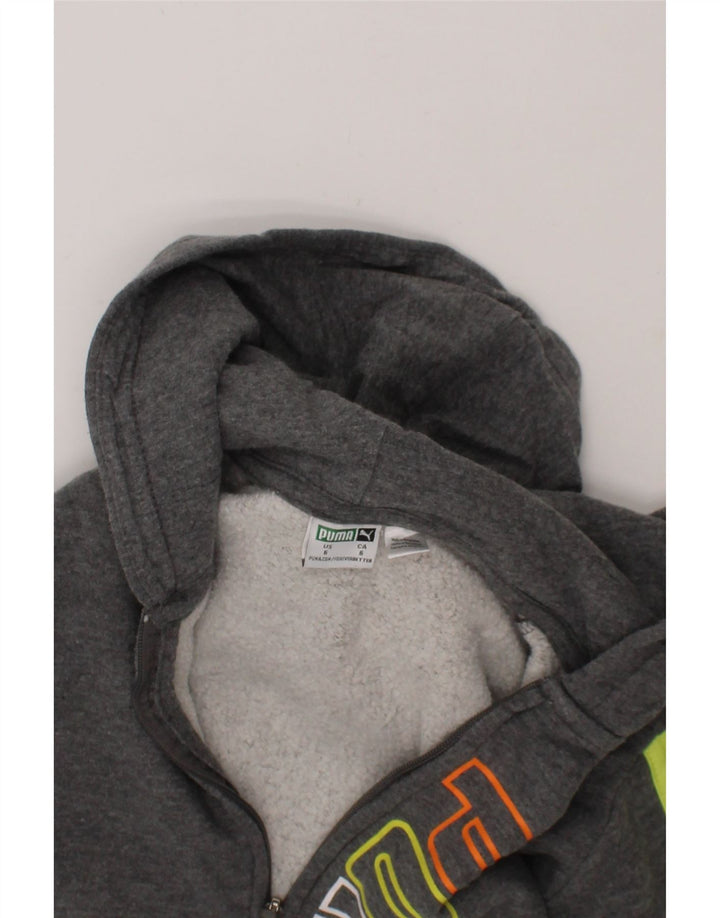 PUMA Boys Graphic Zip Hoodie Sweater 5-6 Years Grey Cotton Vintage Puma and Second-Hand Puma from Messina Hembry 