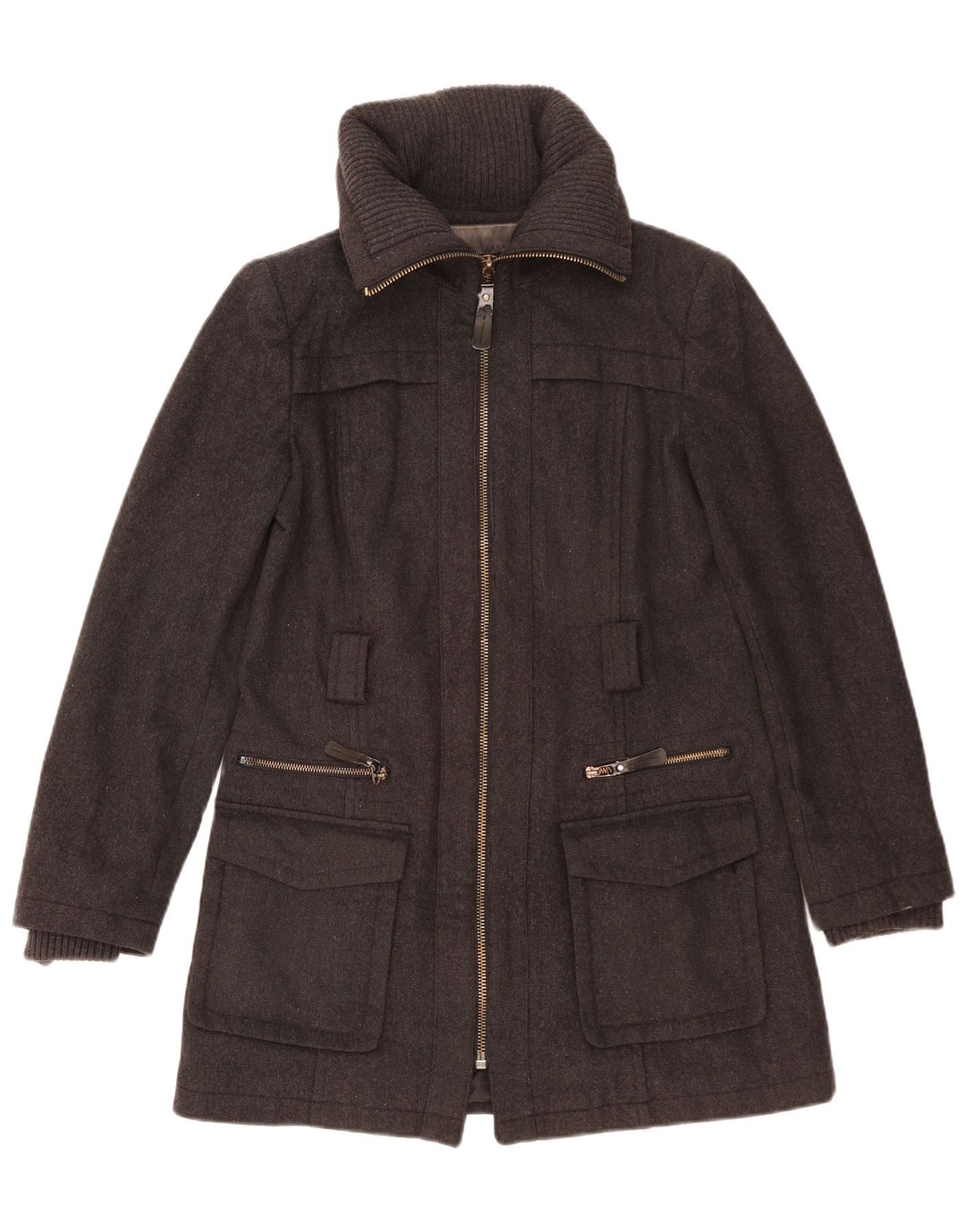 Sobretudo feminino ZARA UK 14 grande lã cinza