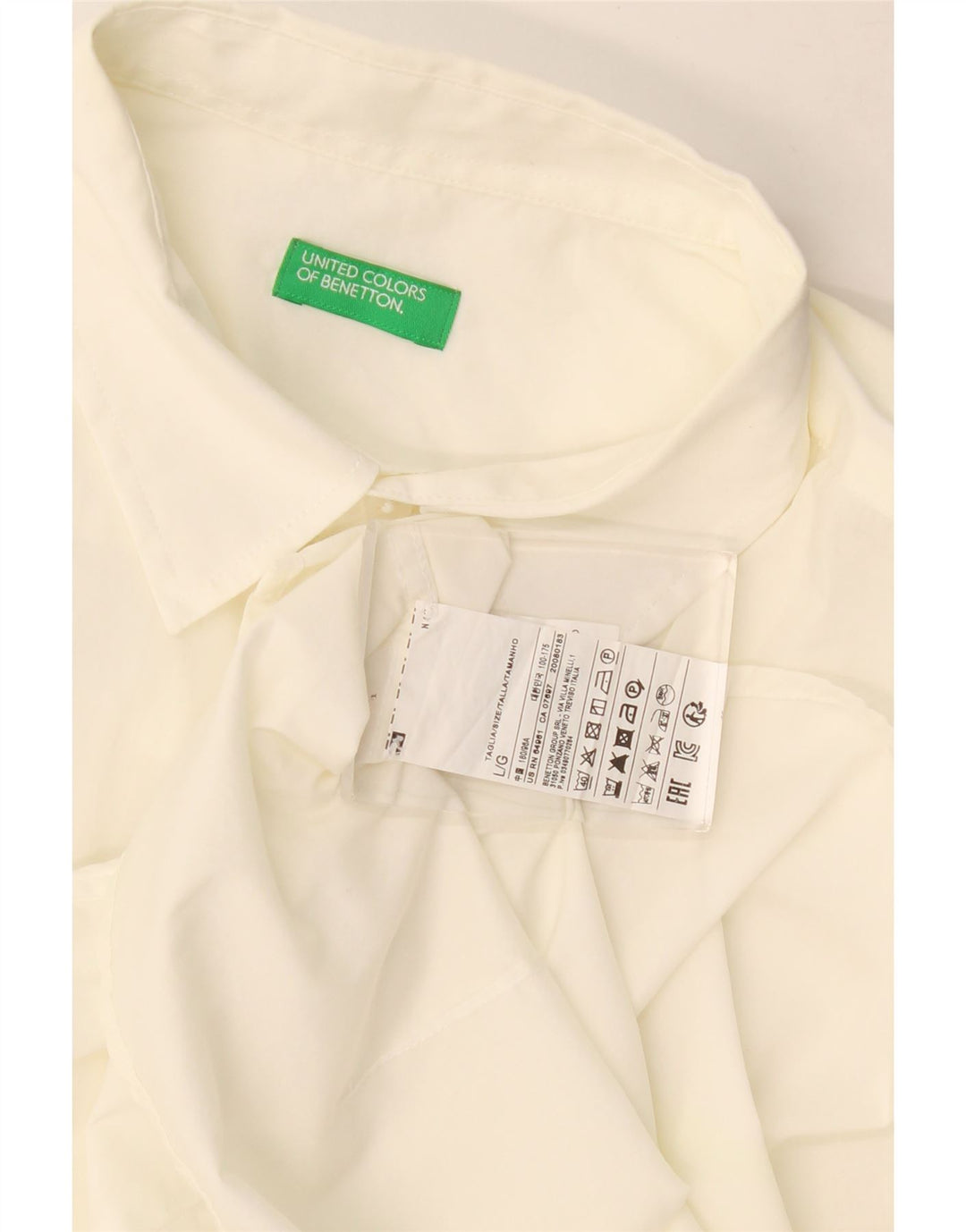 Camisa masculina de manga curta Benetton grande algodão branco