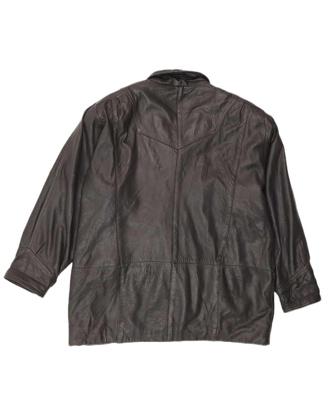 Jaqueta de couro feminina vintage EU 48 2XL preta