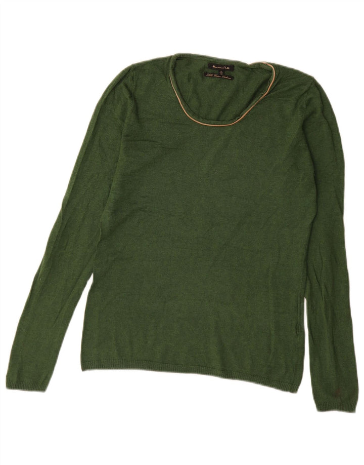 Suéter feminino Massimo Dutti com gola canoa Reino Unido 12 seda verde médio