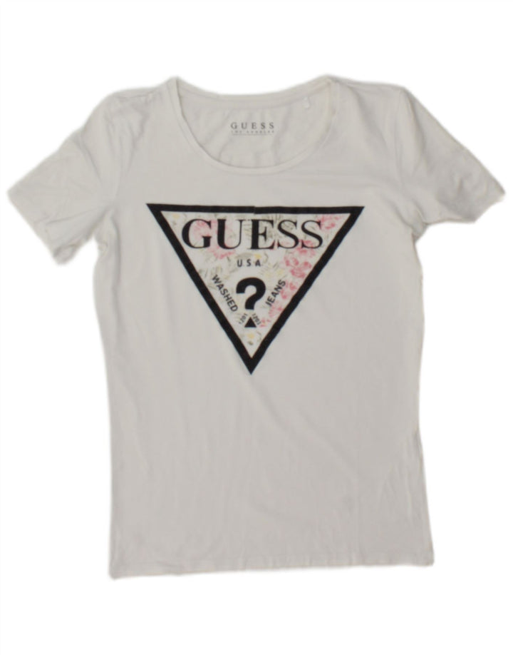 Camiseta feminina Guess com estampa gráfica UK 12 médio branco