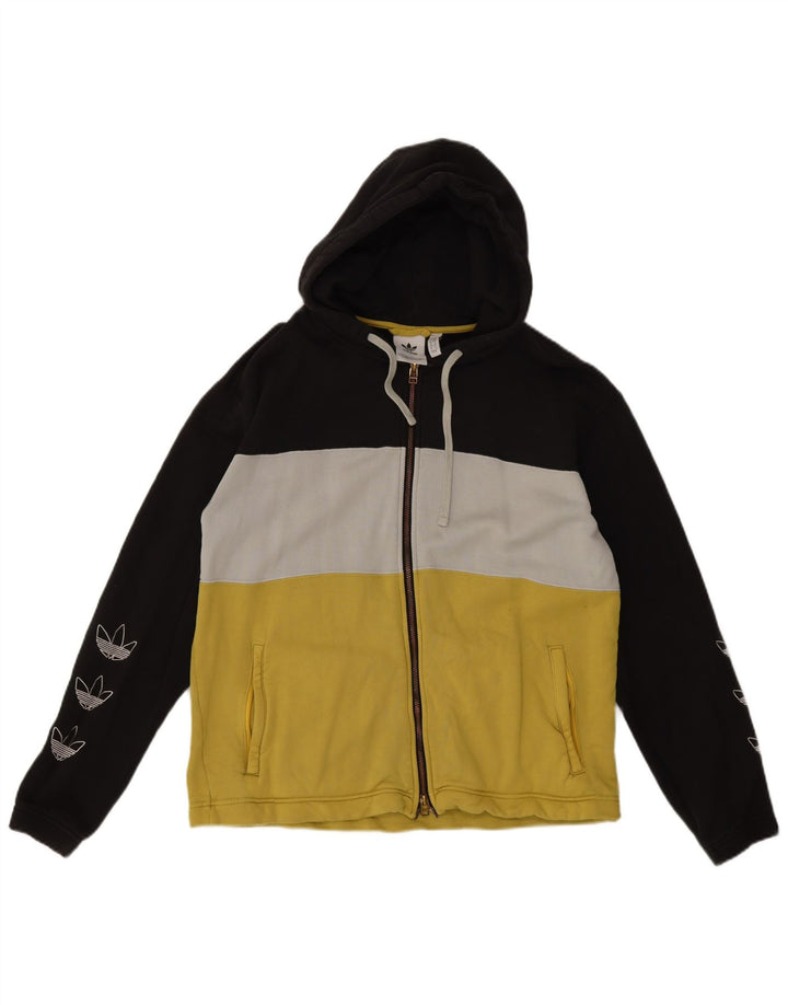 Suéter masculino Adidas com capuz e zíper gráfico médio bloco colorido multicolorido