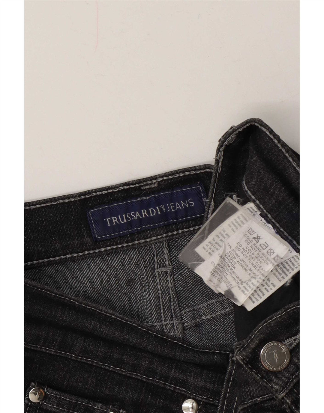 Jeans retos femininos Trussardi W28 L30 algodão cinza