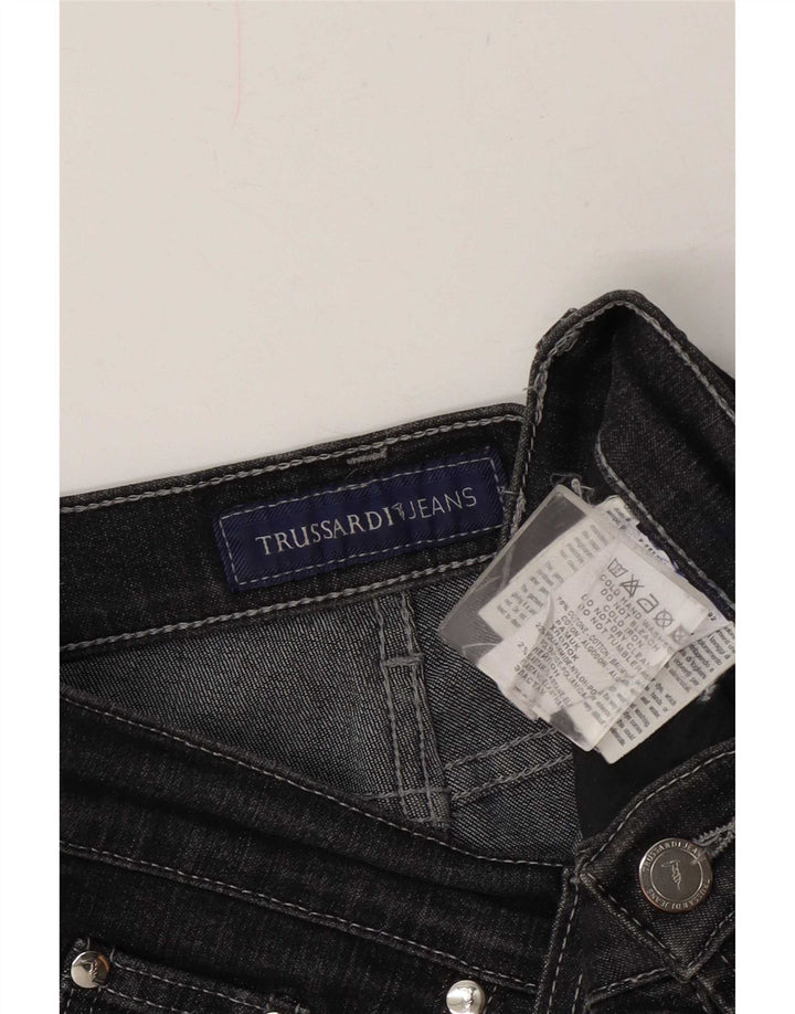 Jeans retos femininos Trussardi W28 L30 algodão cinza