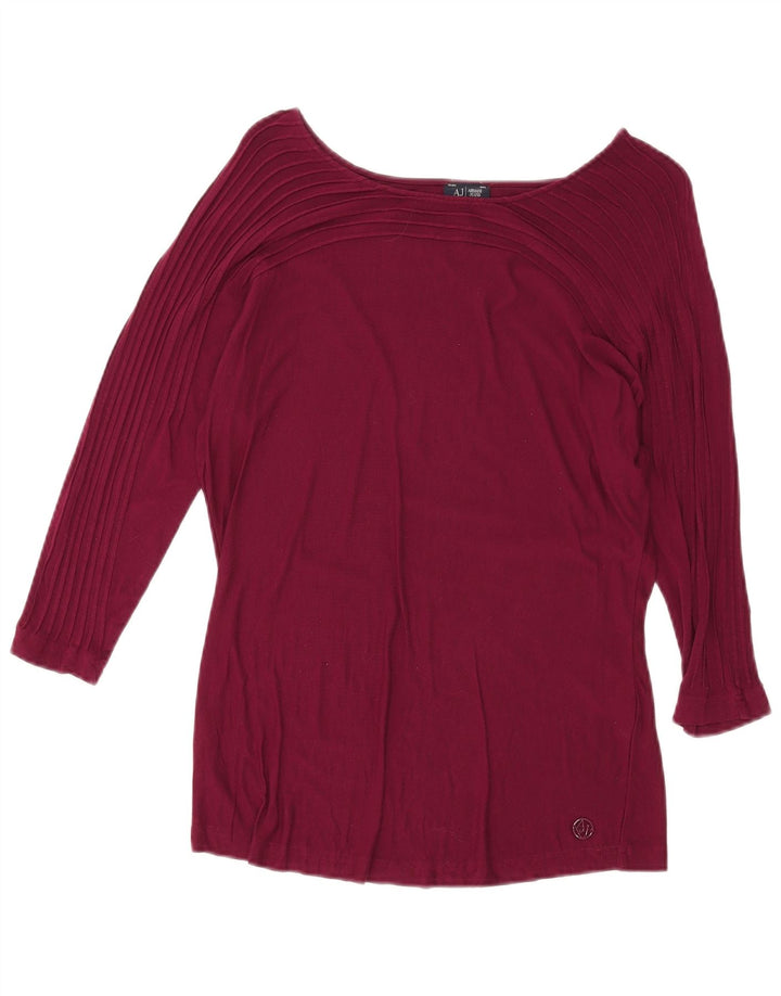 Blusa feminina ARMANI Batwing Top EU 40 Viscose Borgonha Média