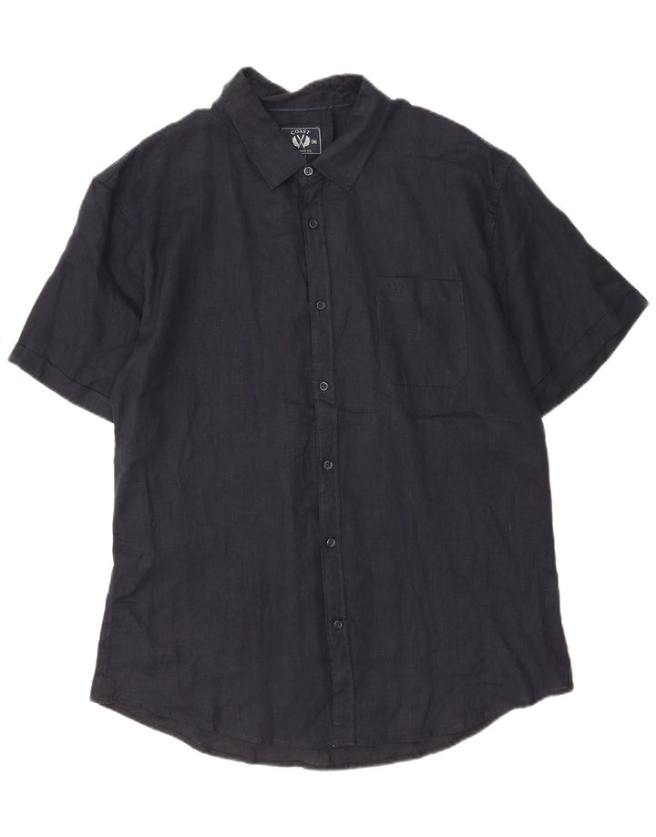 Camisa masculina de manga curta Coast 2XL linho azul marinho