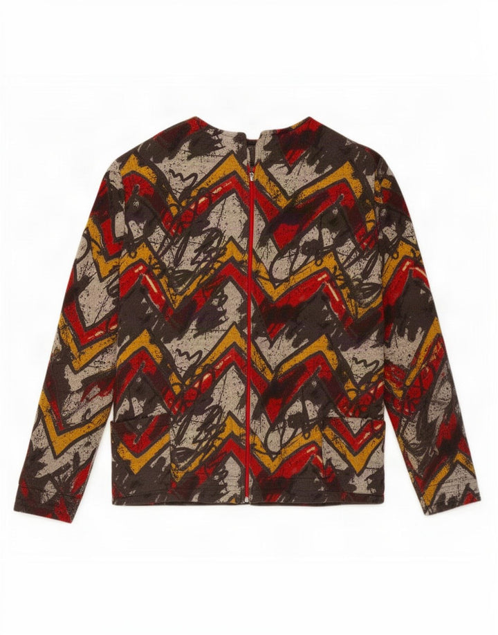 Jaqueta feminina vintage com padrão abstrato agasalho UK 18 XL multicolorido