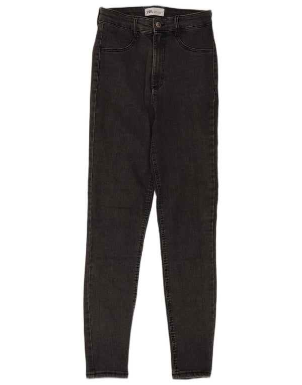 Zara Jeans feminino cintura alta skinny EU 36 XS W26 L28 algodão cinza