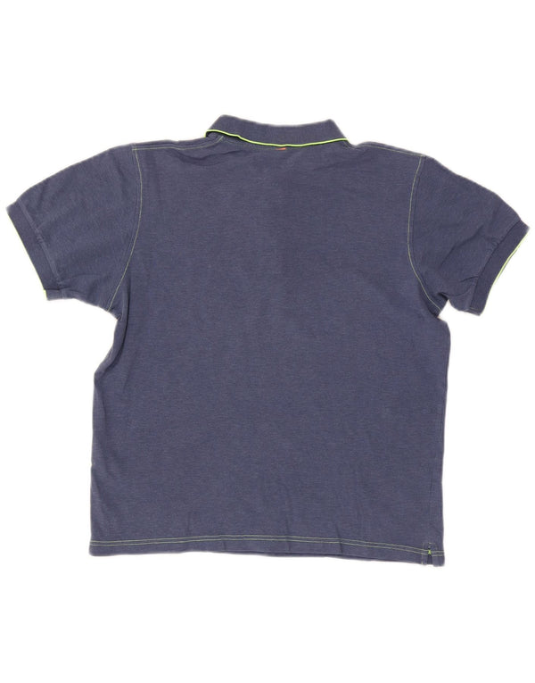 Camisa polo masculina Sun68 de algodão azul marinho médio
