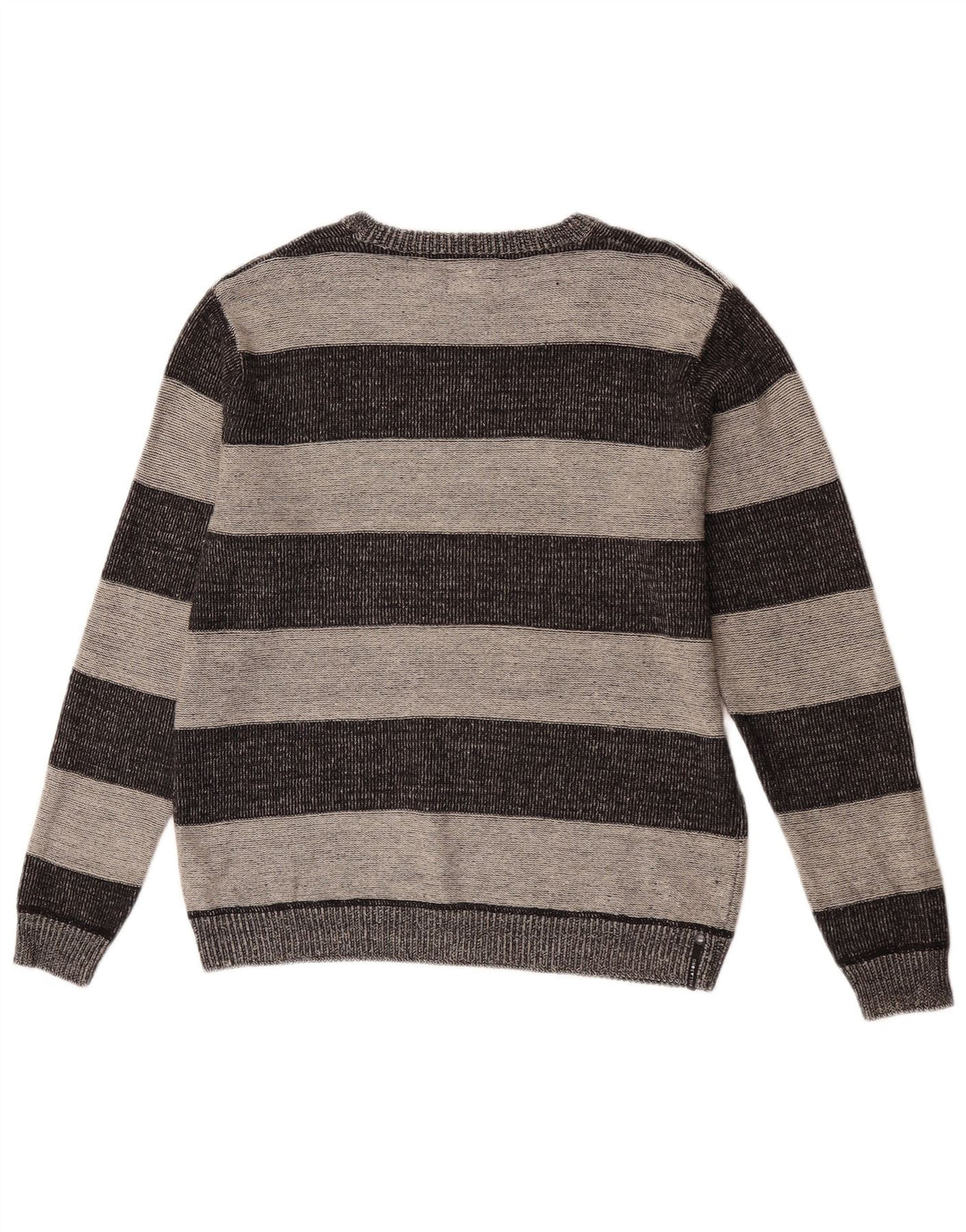 Suéter masculino Billabong com gola canoa e acrílico listrado cinza médio