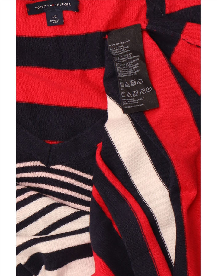 Suéter feminino TOMMY HILFIGER com decote em V Reino Unido 16 grande multicolorido