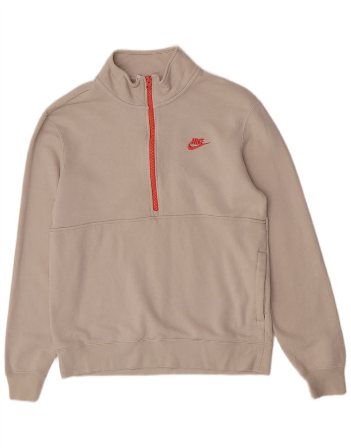 Moletom masculino Nike com zíper e gola alta de algodão branco médio