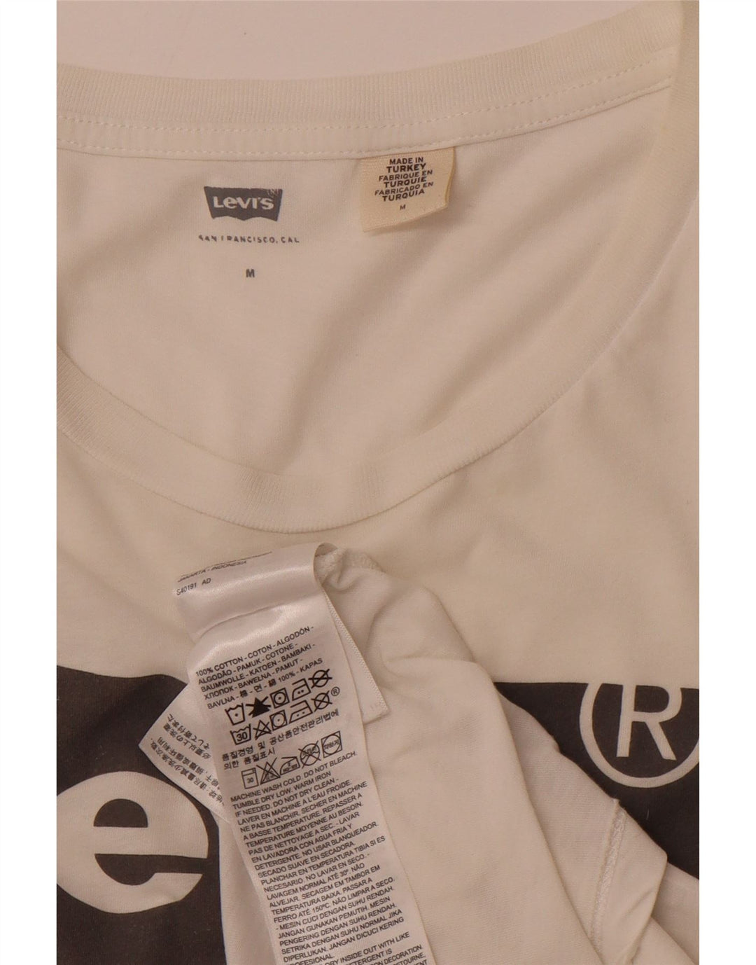 Camiseta feminina gráfica LEVI'S UK 12 algodão branco médio